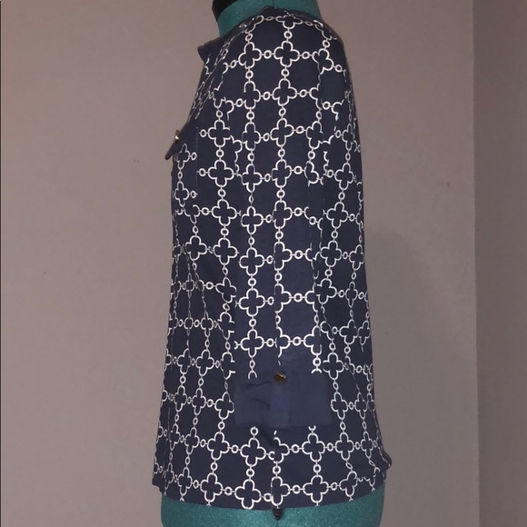 Charter Club navy blue blouse with gold buttons - Picture 3 of 5